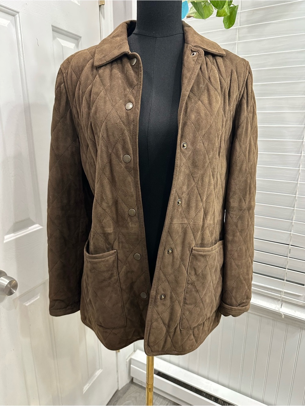 Brooks Brothers Brown Quilted Snap-Front Pea Coat